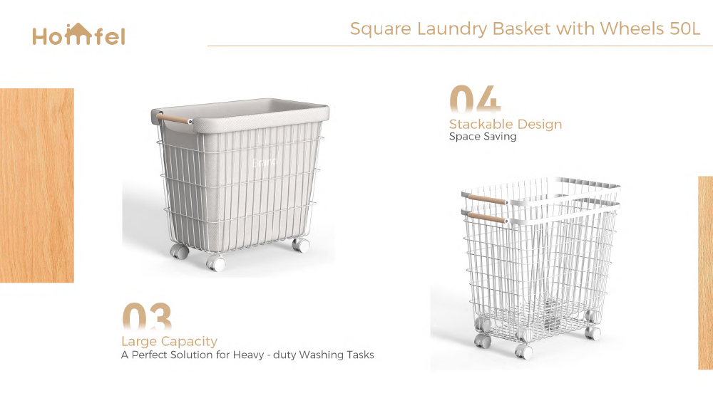 Household Wire Laundry Hamper With Wheels Metal Clothes Hamper 400x419x583mm