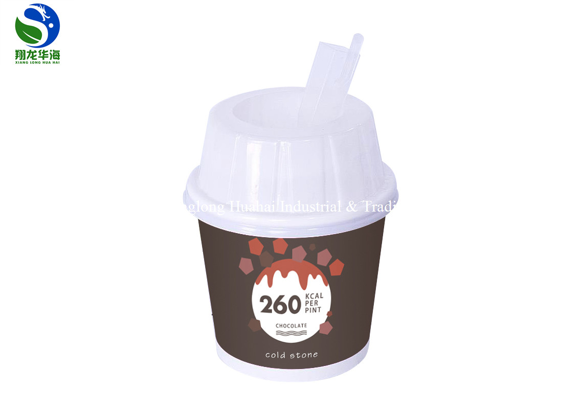 10oz Paper Ice Cream Containers , Disposable Ice Cream Cups Custom Logo