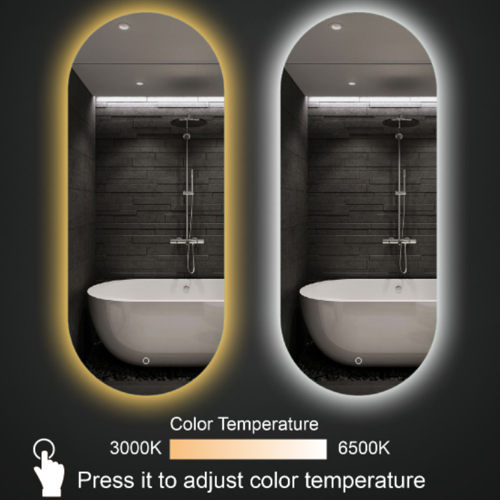 Color Purple Champagne Tempered Glass Bathroom Mirror For Decoration