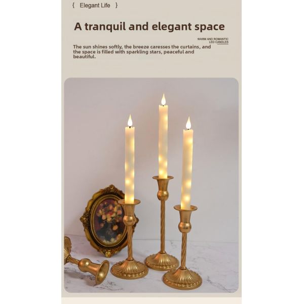 Electronic Flameless Taper Candles Glossy Wax LED Candles Battery Powered