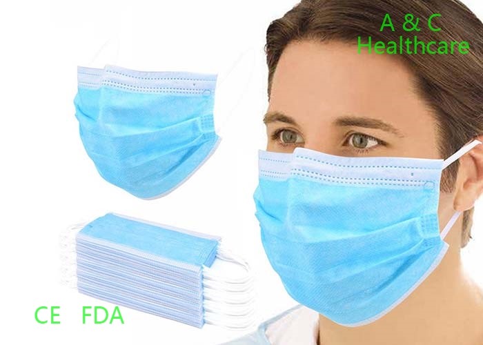 Disposable Blue Earloop Face Mask Non Woven Fabric Face Mask High Filtration