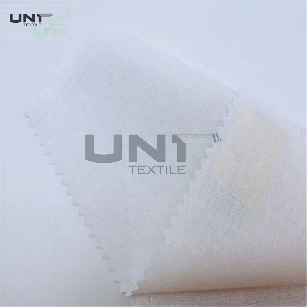 Eco Friendly Woven Fusible Interlining Double Dot 100% Polyester Adhesive