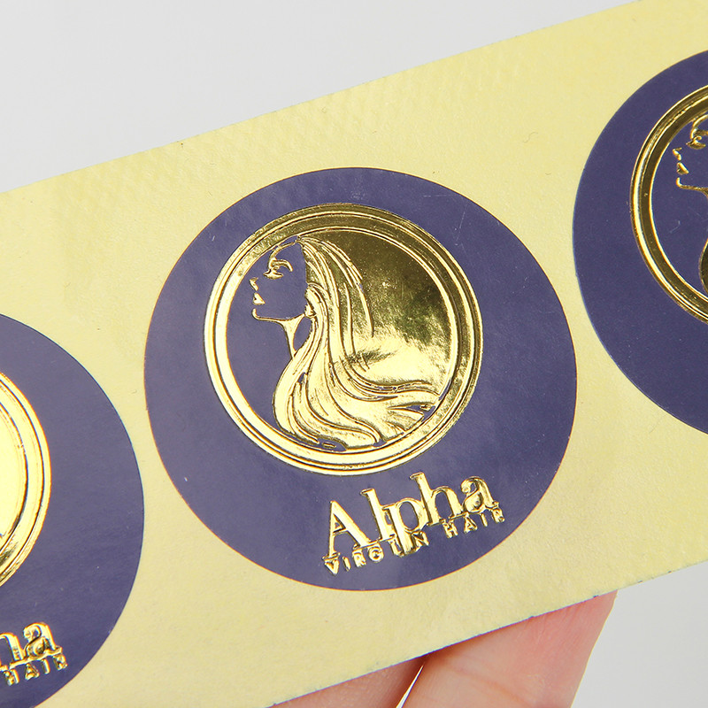 Black Round Matte Black Paper Sticker Labels With Gold Logo