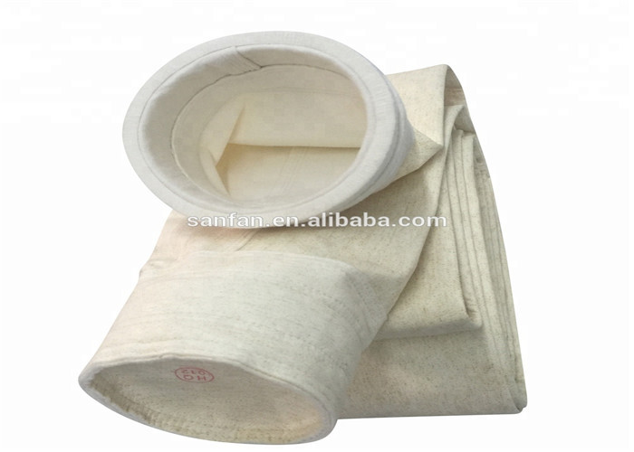 High Efficiency Fiberglass Filter Bag Needle Felt Pocket Type Heat Resistance