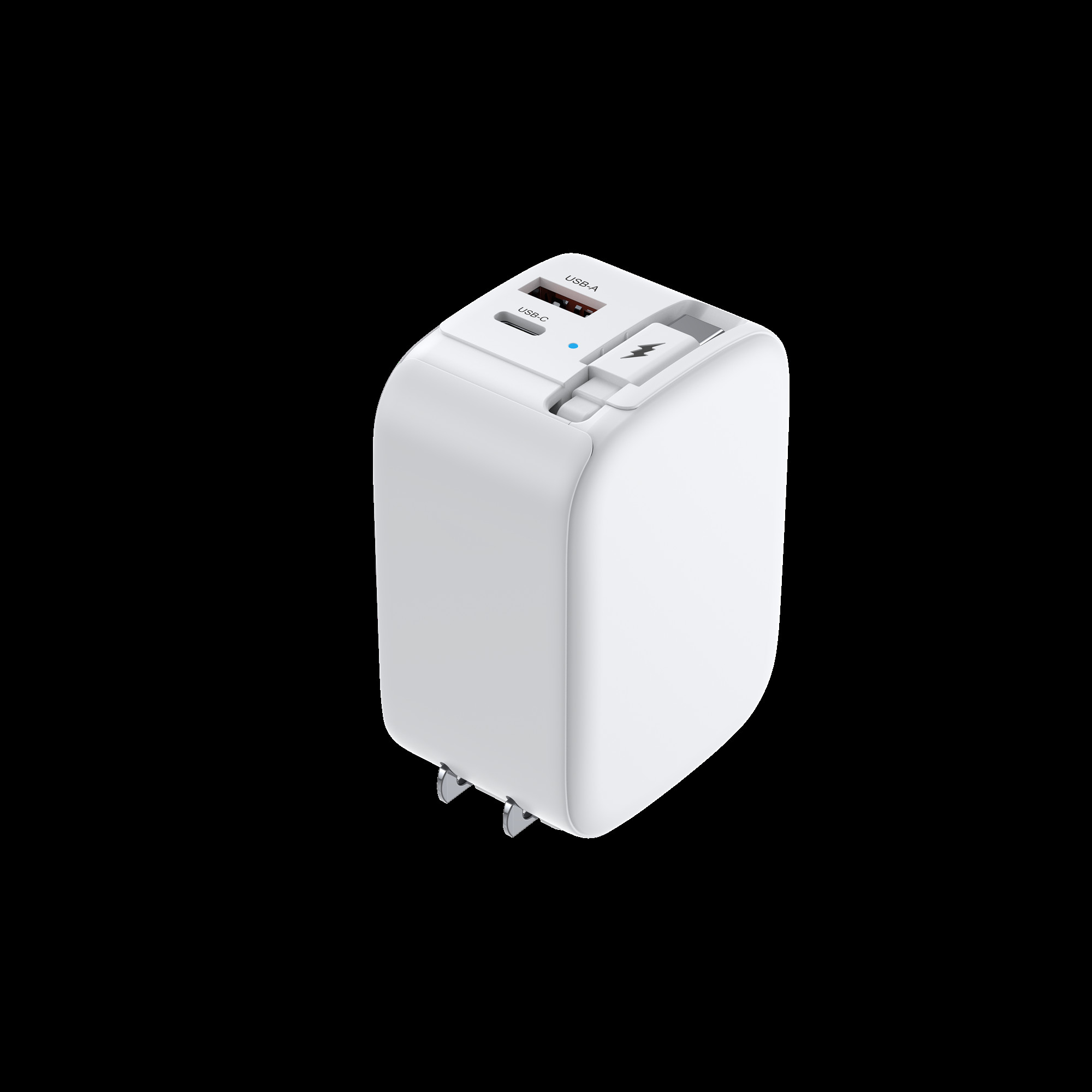2024 new design product 3in1 Phone GaN Fast Charger 45W 8Pin Ports With Retractable Cables