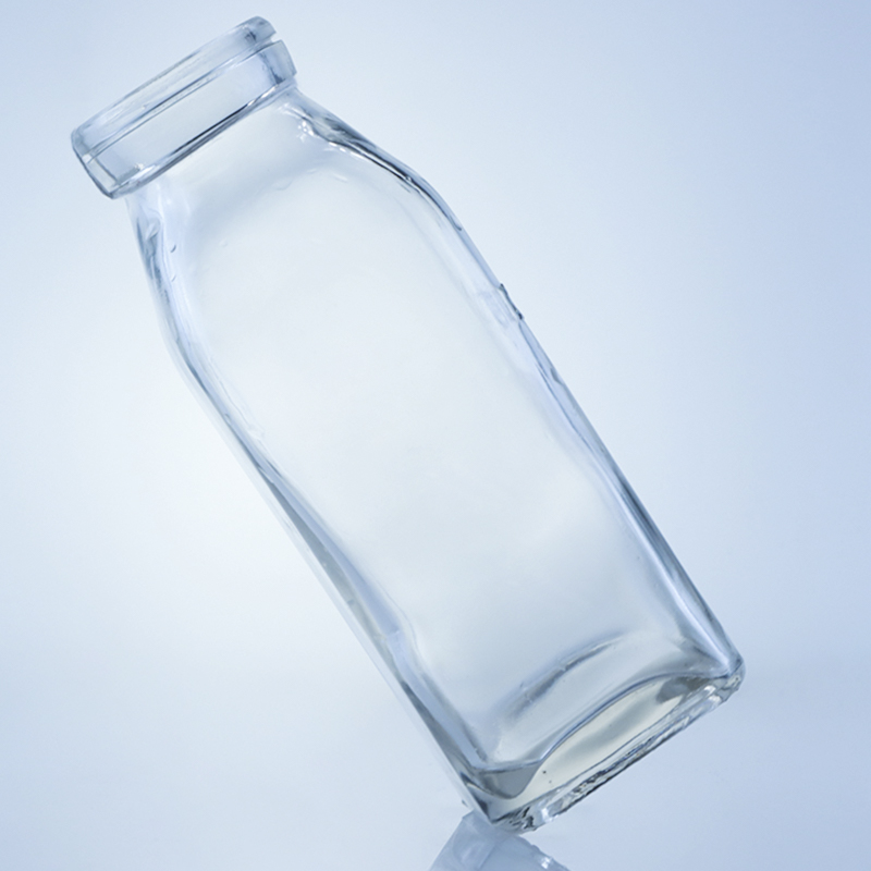 Clear or Customized 280ml 350ml 500ml Square Glass Juice Bottle with Customized Logo