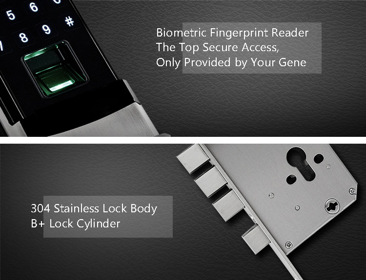 Fingerprint Automatic Door Lock Semiconductor Sensor High Strength Zinc Alloy