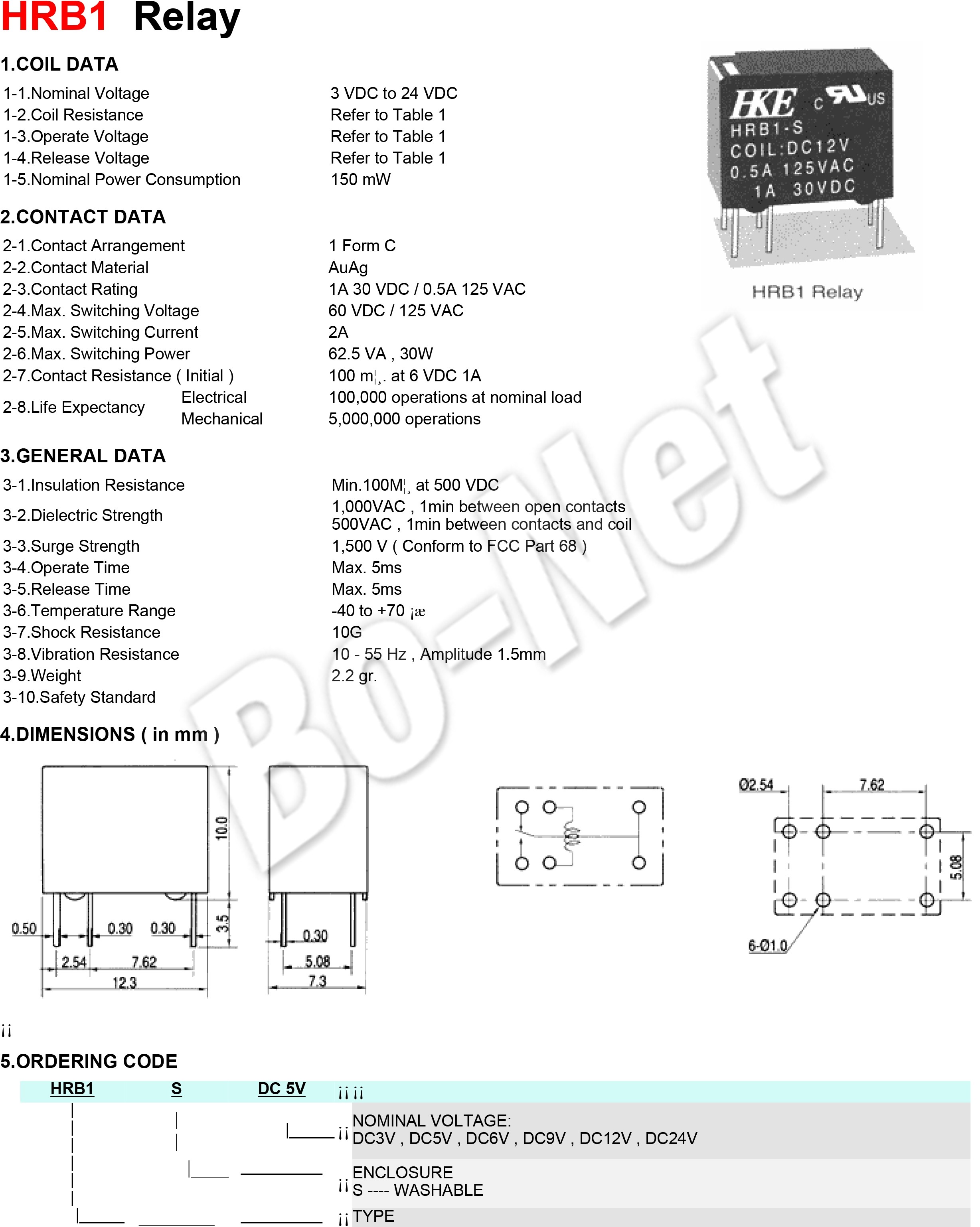HKE original Electronic Component HRB1-S-DC5V HRB1-S-DC9V HRB1-S-DC12V HRB1-S-DC24V DC3V 3V 5V 9V 12V 24V 1A DIP-6 6PIN