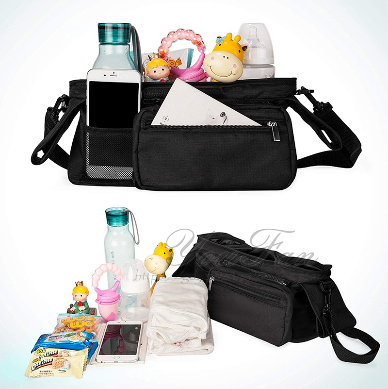 Premium Deep Cup Holders Universal Stroller Organizer