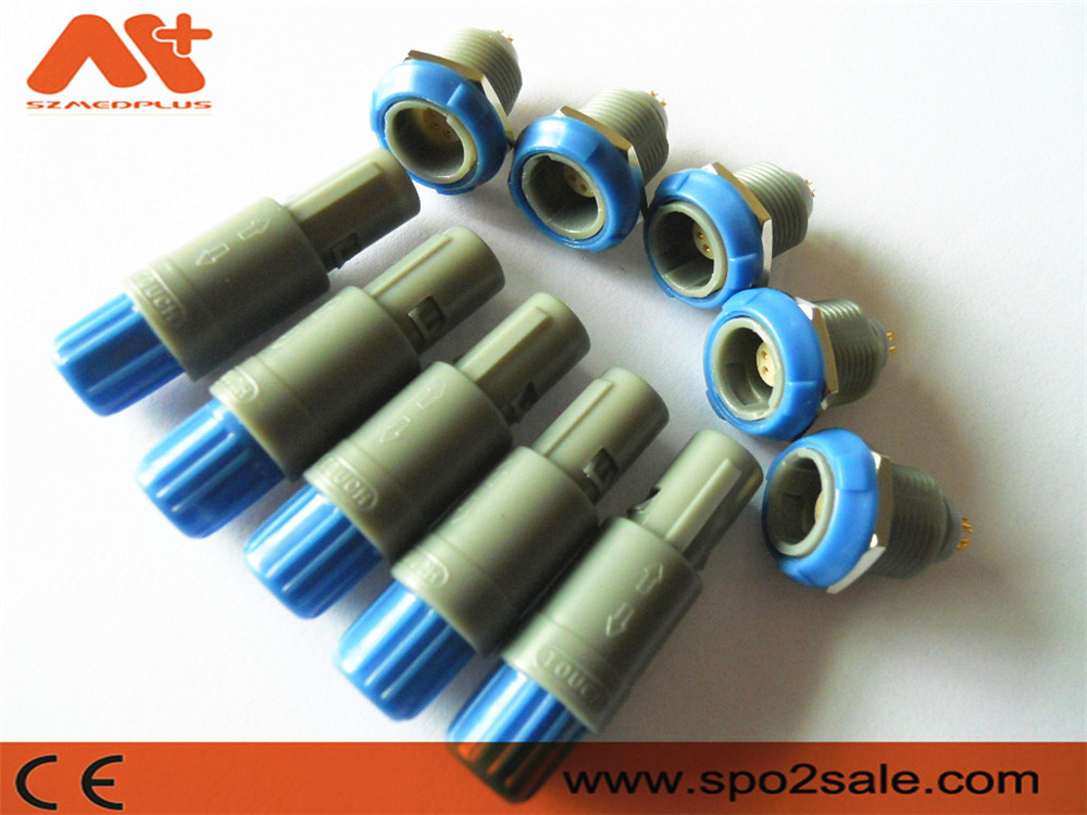 (S21M07-P05MJG0-527S) 1P pull push 5 pin single notch plastic connector, Grey Shell,Blue Sleeve,for 5.0 mm cable