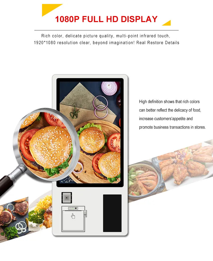 Wall Mounted Stand Self Service Order And Payment Terminal Self Ordering Kiosk