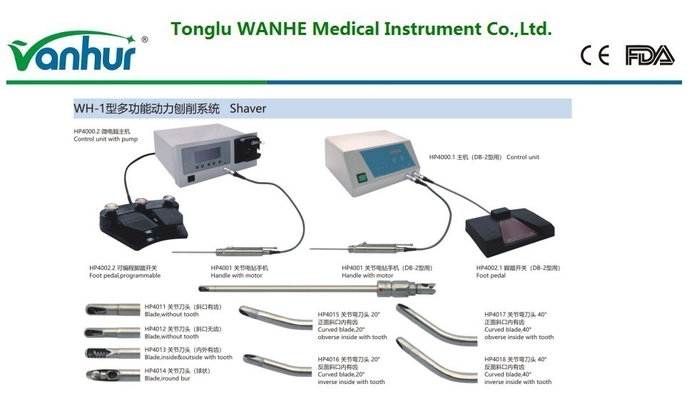 Medical Shaver Set Arthroscopic Curved Blade Machine