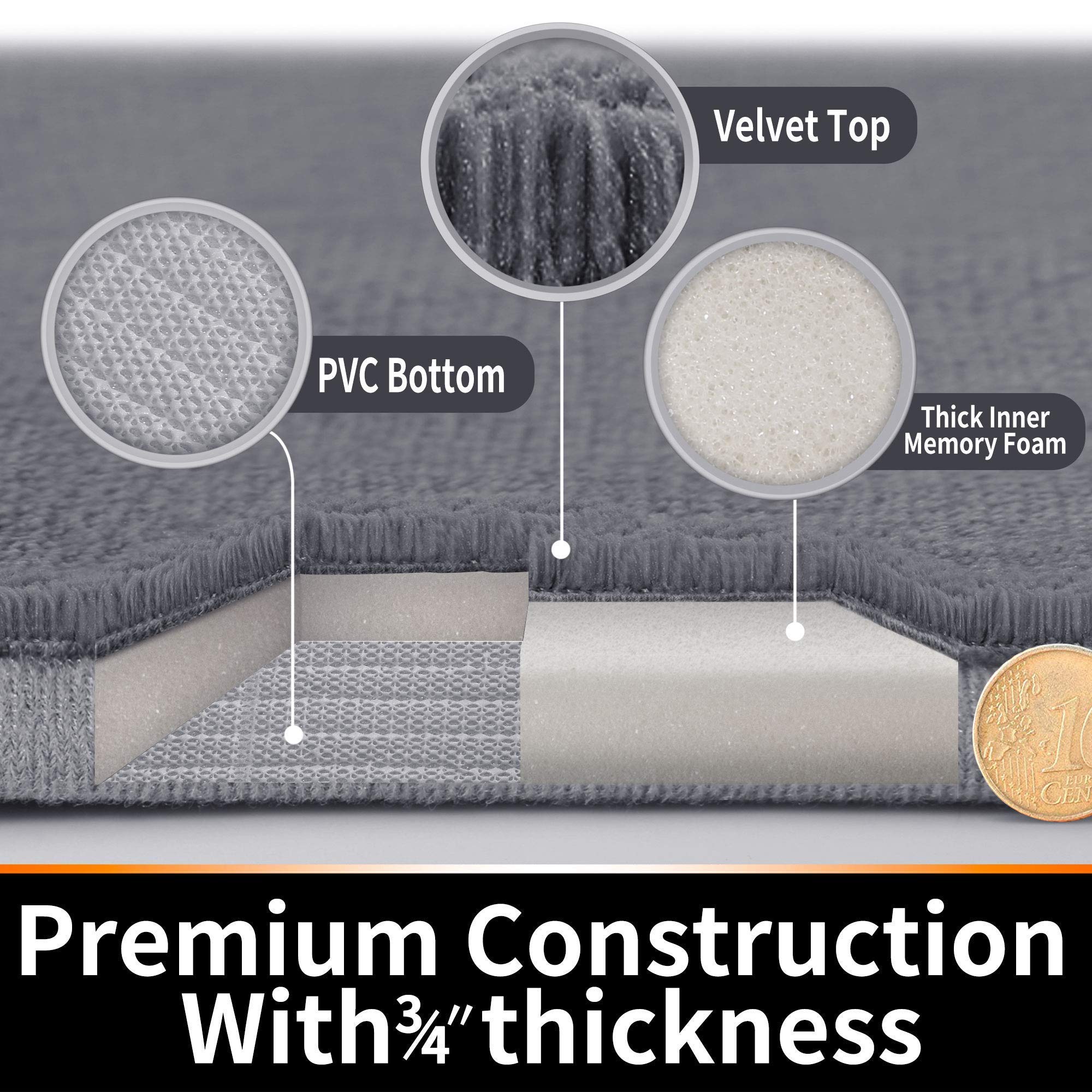 Comfortable and Durable Rectangle Memory Foam Bath Mat Rug 3pcs Bathroom Floor Rugs