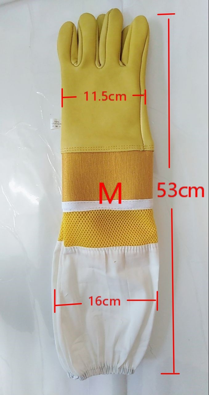 #33 Goat skin yellow thick canvas wrist protector and Half Ventilated with white cloth sleeve