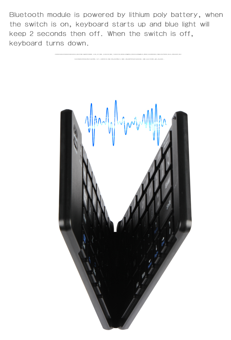 Rechargeable Full Size Folding Keyboard , Folding Wireless Keyboard Compatible IOS Android Windows