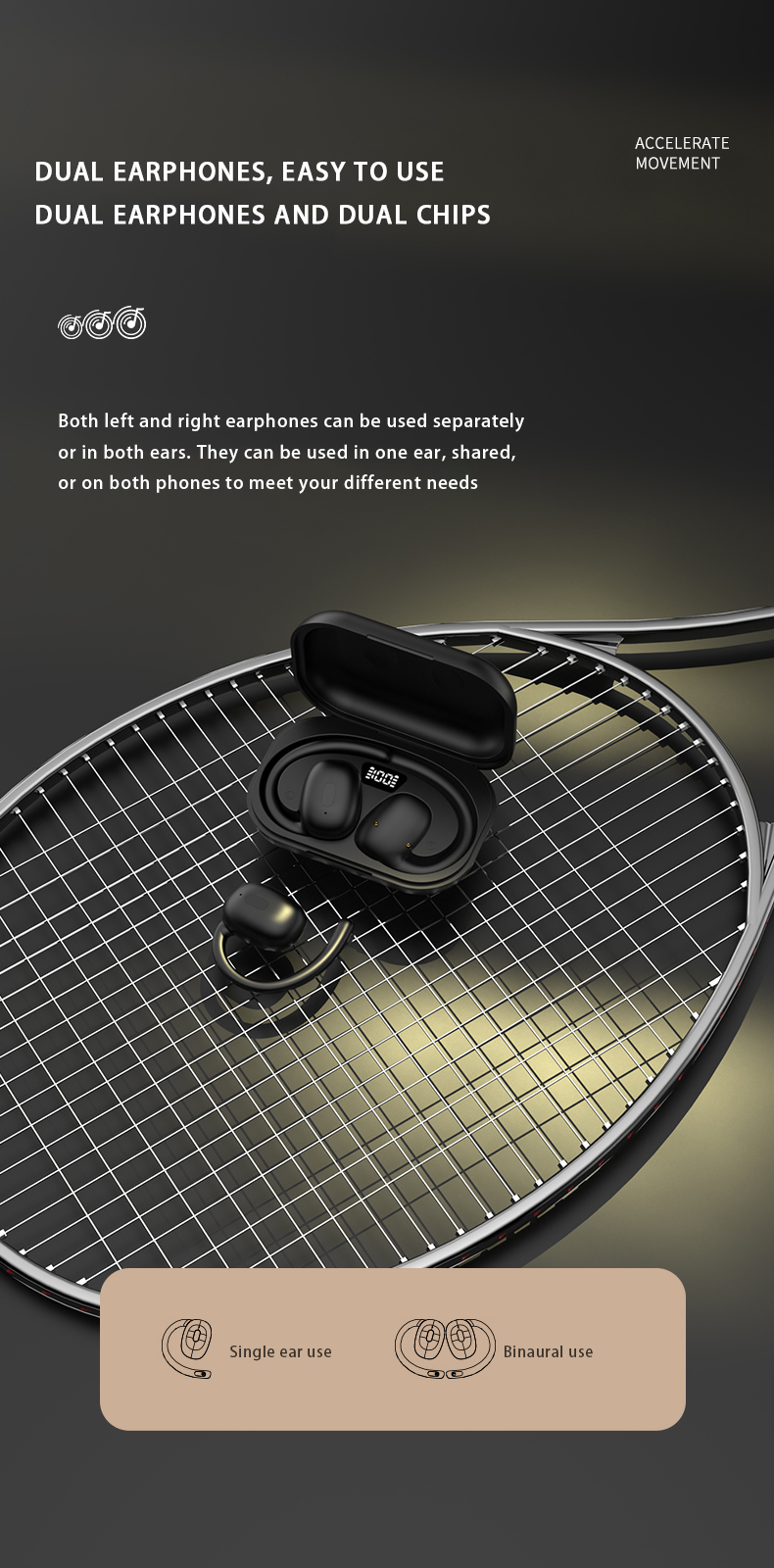 Private Model OWS Headphones True Wireless Stereo Gaming Headset with Noise Cancelling