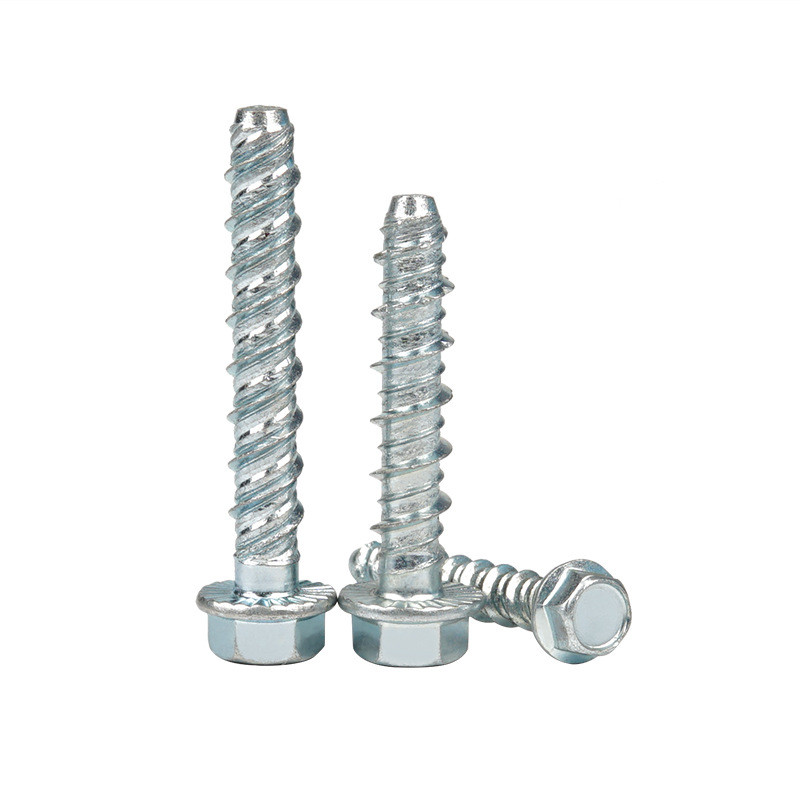 Round Head 1/4 Inch HEX Concrete Screws 1-1/4 Inch Length Coarse Thread DIN Standard