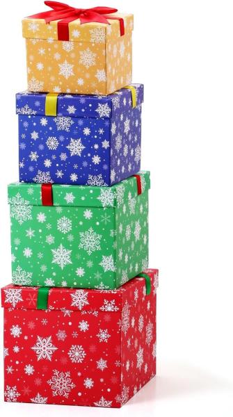 Christmas Nesting Gift Boxes Hard Xmas Stackable Boxes Candy Christmas