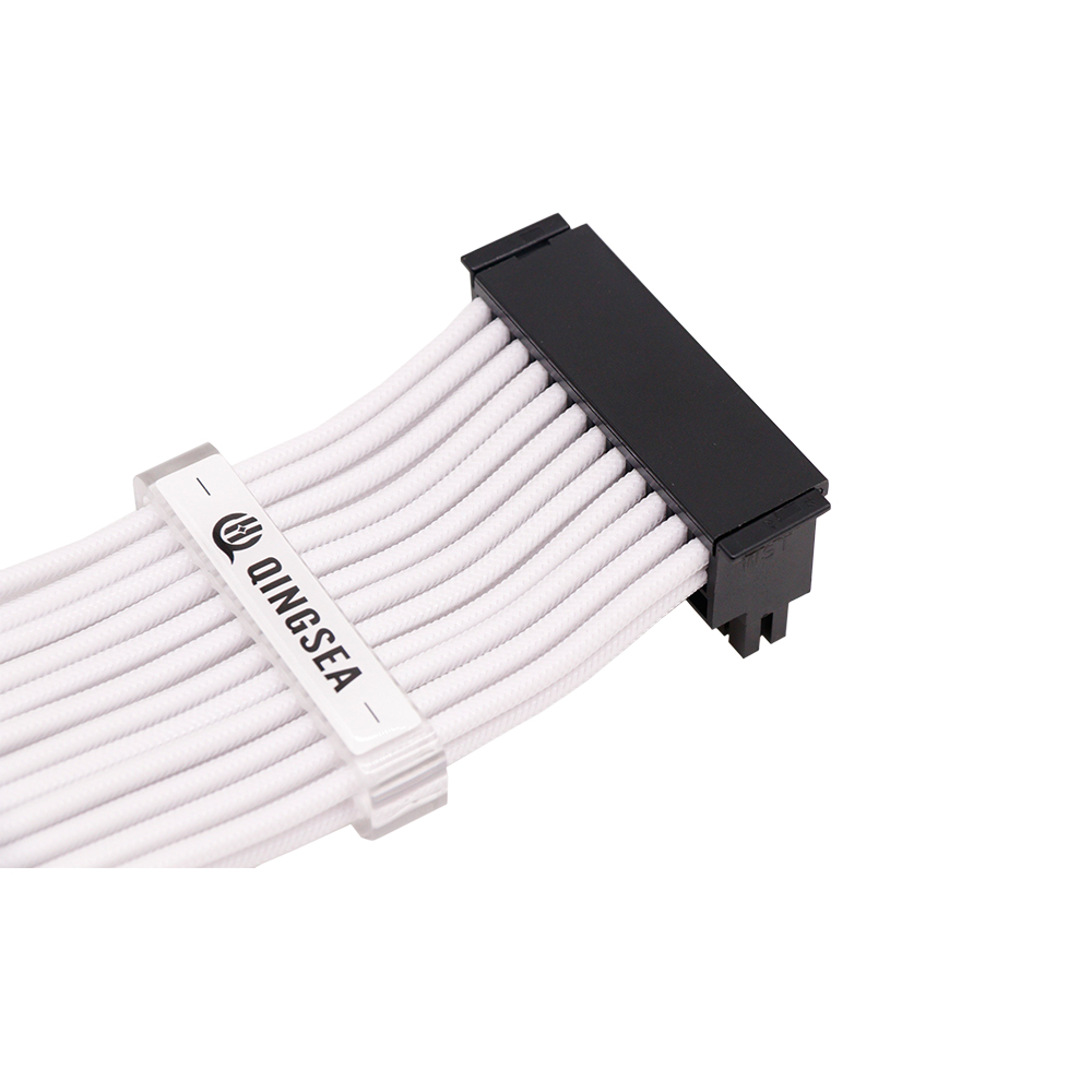 24pin 90 degree Computer Braided Sleeved 24-Pin ATX Extension cords Male to Female PC Set Power Supply Extension Cable