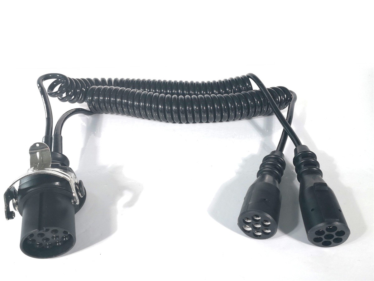 24V Adaptor Trailer Cable Electrical Coiled With Moulded Plug ISO1185/3717
