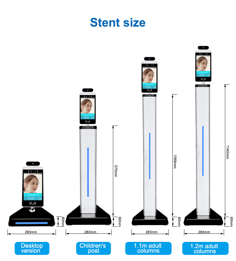 Android OS Face Recognition Temperature Kiosk Facial Temperature Scanner Kiosk