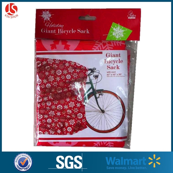 Eco Friendly Large Plastic Christmas Gift Bags With White Snowflake Print