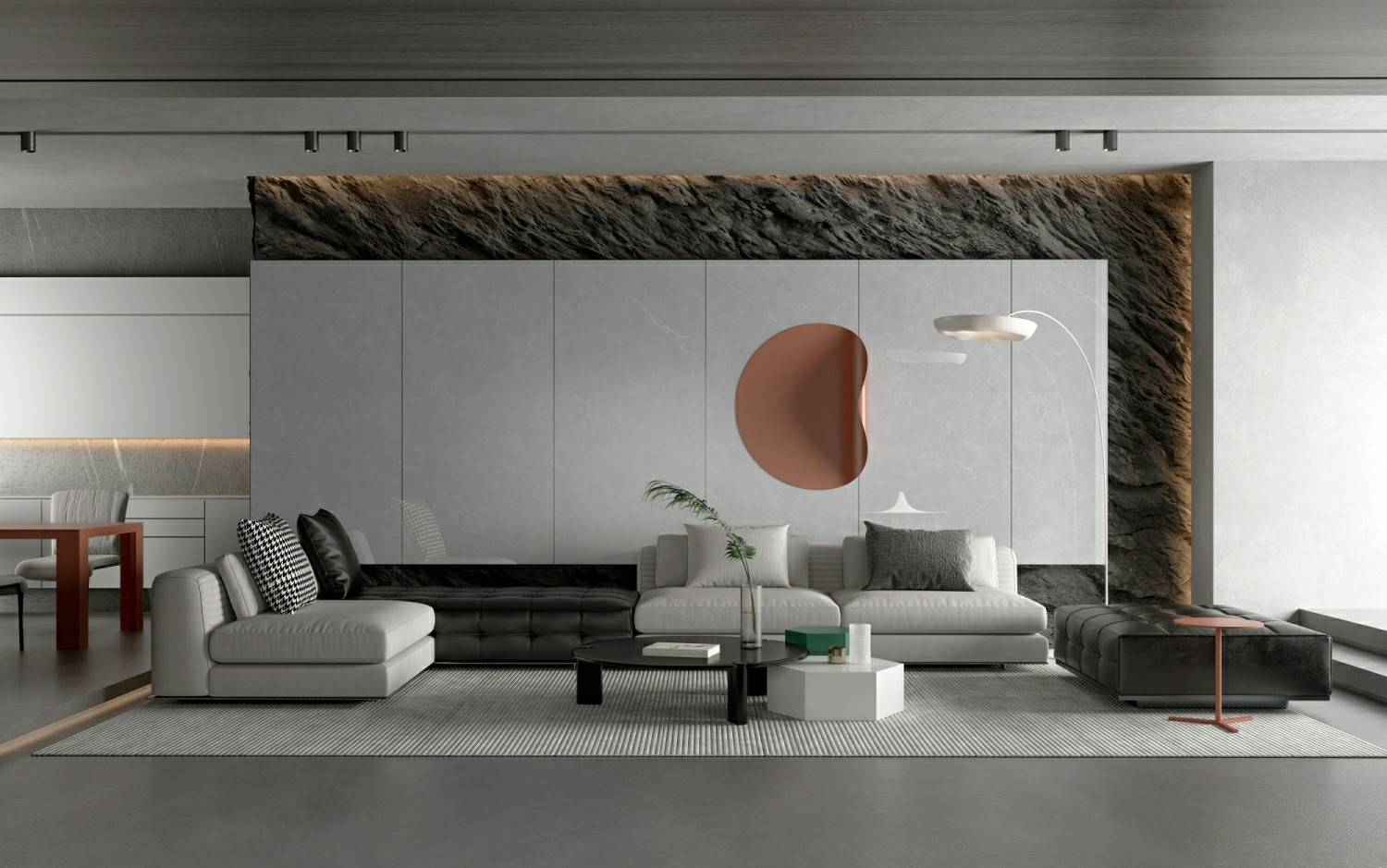 Scratch-Resistant Modern Indoor Wall Porcelain Glazed Polished Tile Gray 900x1800x9mm For Rebuilding And Dining Room