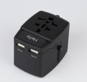 Buy cheap RoHS  Certificate Worldwide Travel Adaptor With Twin Usb Charger product