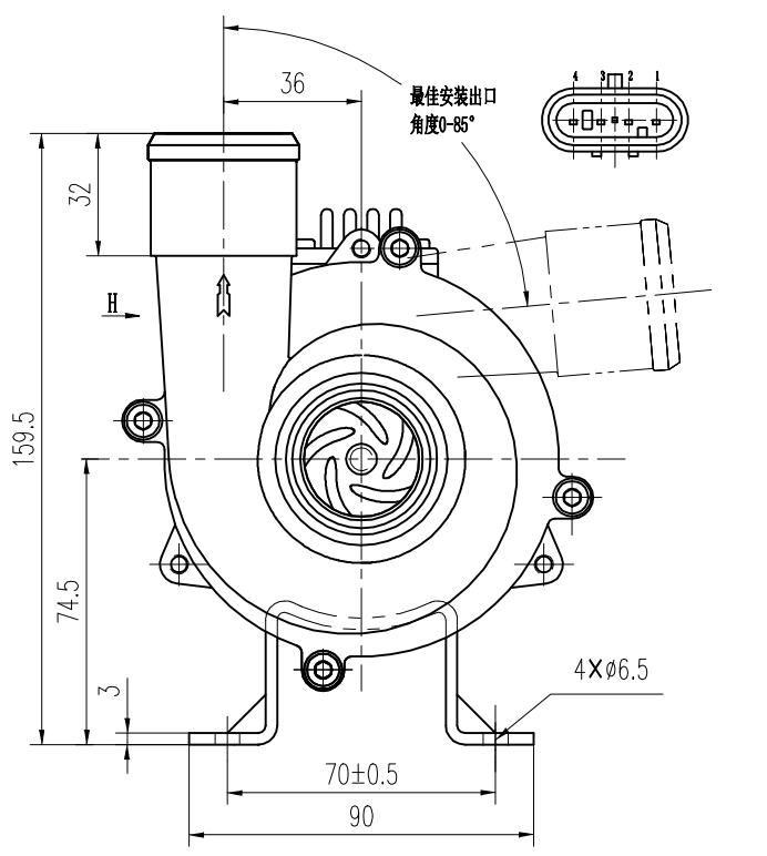 24V 230W 7M High Flow Electric Water Pump For City Bus, Hybrid Electric Vehicles