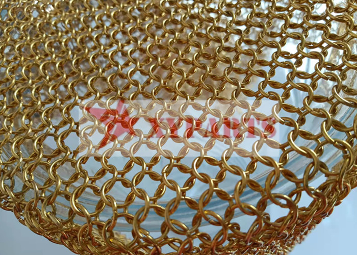 1.2*10mm Copper Chainmail Mesh Metal Ring Curtain