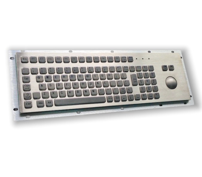 IP65 / IK07 Panel Mount Keyboard F7-TB38 With 38mm Stainless Steel Trackball