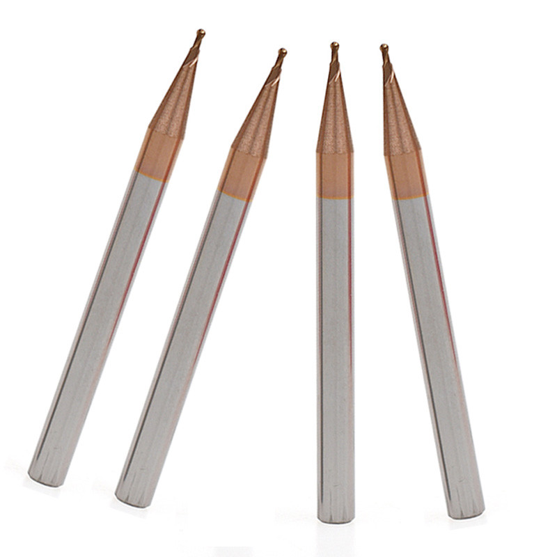 Solid Micro 0.2mm Ball Nose End Mills Hrc65 For Hardened Steel
