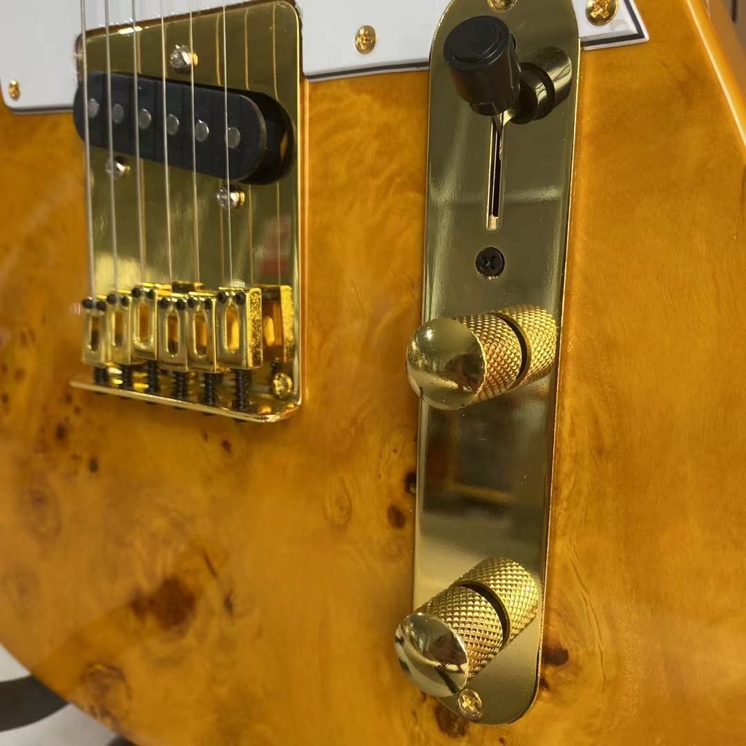Custom Tele Electric Guitar Burl Maple Top Basswood Body Maple Fingerboard Golden Hardware High Quality Guitar