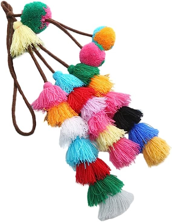 Cute Pom Pom Tassel Boho Purse Charms For Handbags Backpack Keyring Keychain Waist Chain For Women