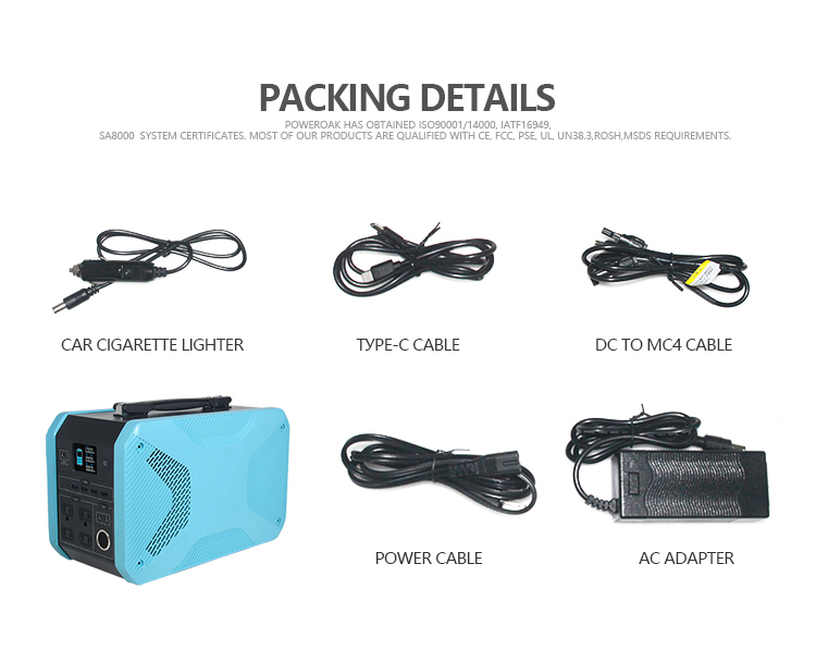 500Wh Power Supply 500 W Potable Power Station