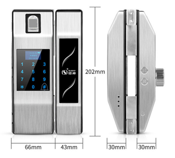 Fingerprint Frameless Glass Door Locks