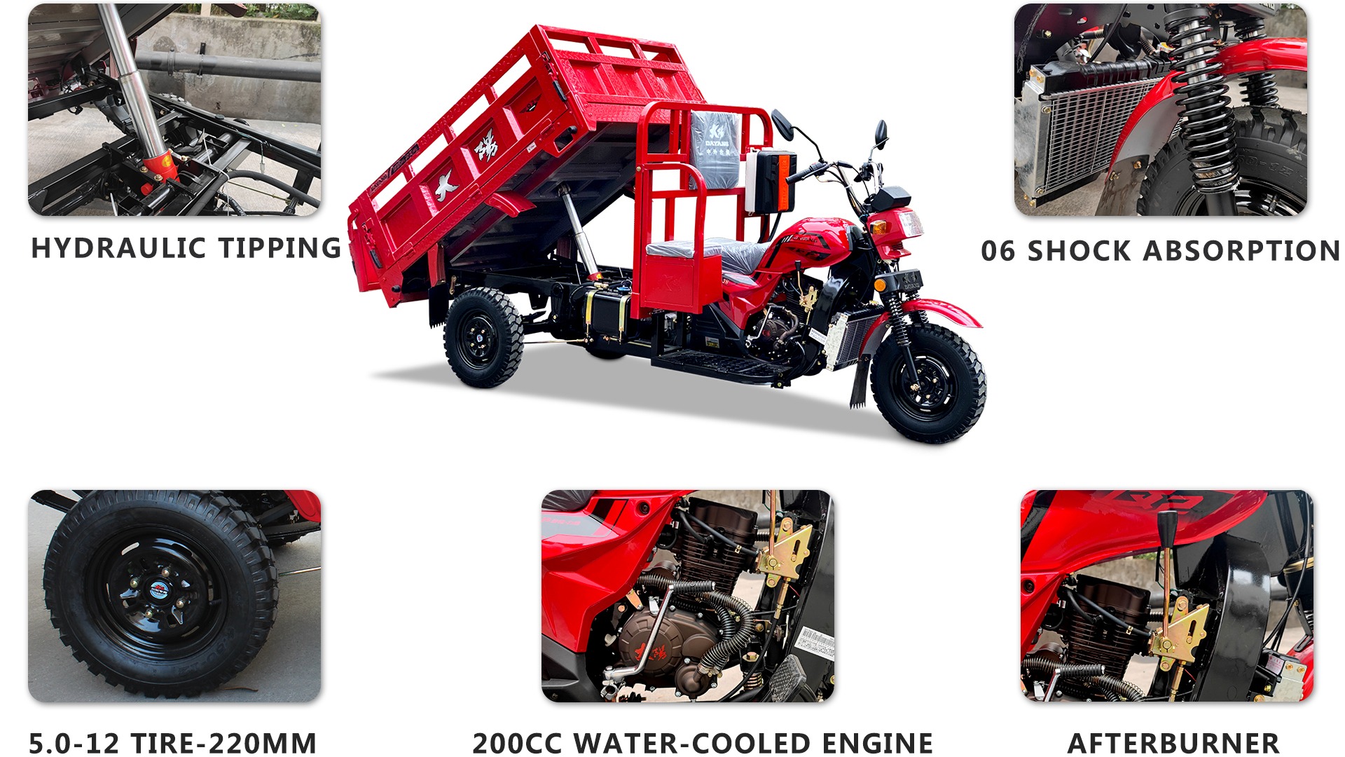 Maximum Speed 50-70Km/h Super Powerful Engine Cargo Tricycle for Adult in South Africa