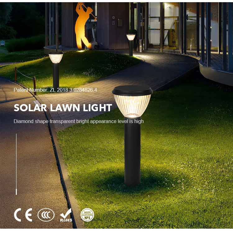 CE Certified Effective Solar Powered Bollard Lights Ouotdoor Lawn Lamp For Courtyard Villas