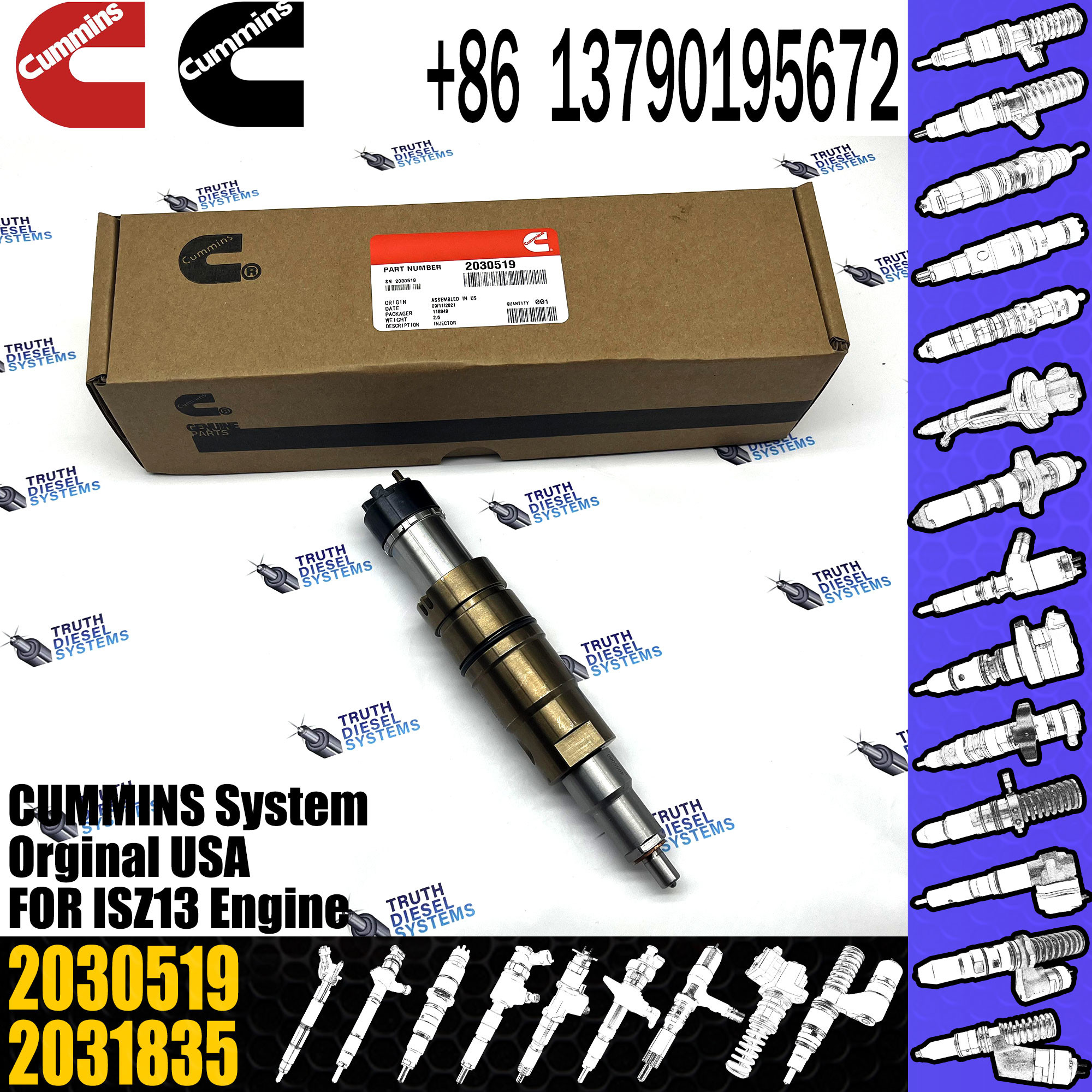 New Common Rail Fuel Diesel Injectors Nozzle 2897320 2872289 2030519 1948565 2872544 5579419 for Cummins ISX 15 Engine