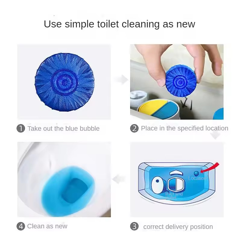 OEM Long Lasting Cistern Toilet Cleaning Tablet Deodorizer Bleach Cleaning Effervescent Blue Toilet Bowl Cleaner Tablets