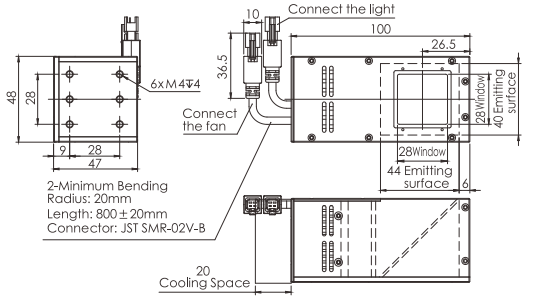 Length 100mm High Intensity Coaxial Lights / RGBW Machine Vision Lighting