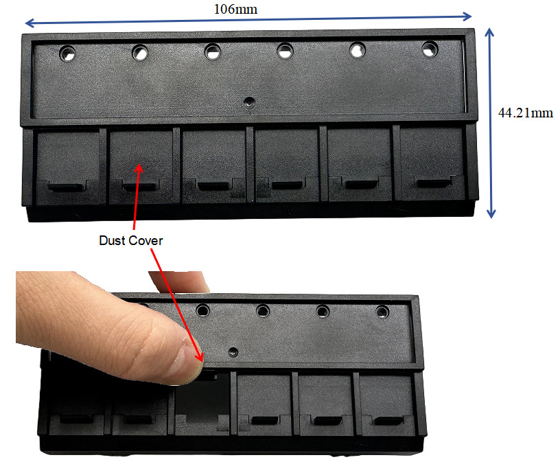 CAT5e/CAT6/CAT6A Patch Panel Front Panel Adapter 6 Slots for RJ45 Keystone UTP Black