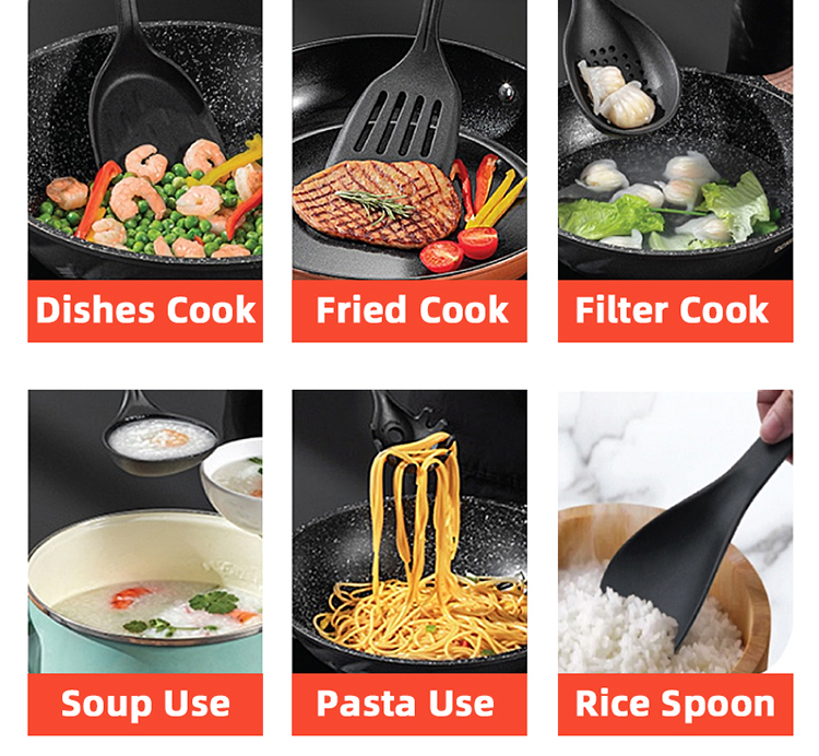 Mordern Style 13 Piece Black Cast Iron Pan Set Non Stick Coating