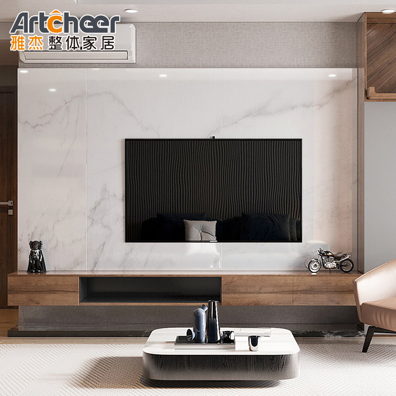 PANEL Wood Style Tea Table TV Cabinet Set with Customized Color and Back Cabinet Design