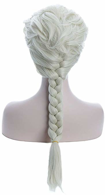 Women'S Long Beige Braided Cosplay Party Wigs Halloween Cosplay Wig For Adult