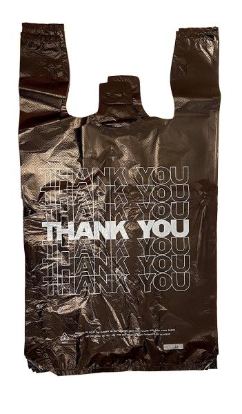 HDPE Material Plastic Bag , Thank You T-Shirt Carry out Bags Black 18 Microns –