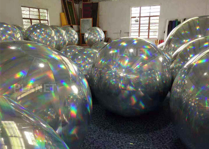 Spherical Bright Color Silver Inflatable Mirror Ball For Party Decoration