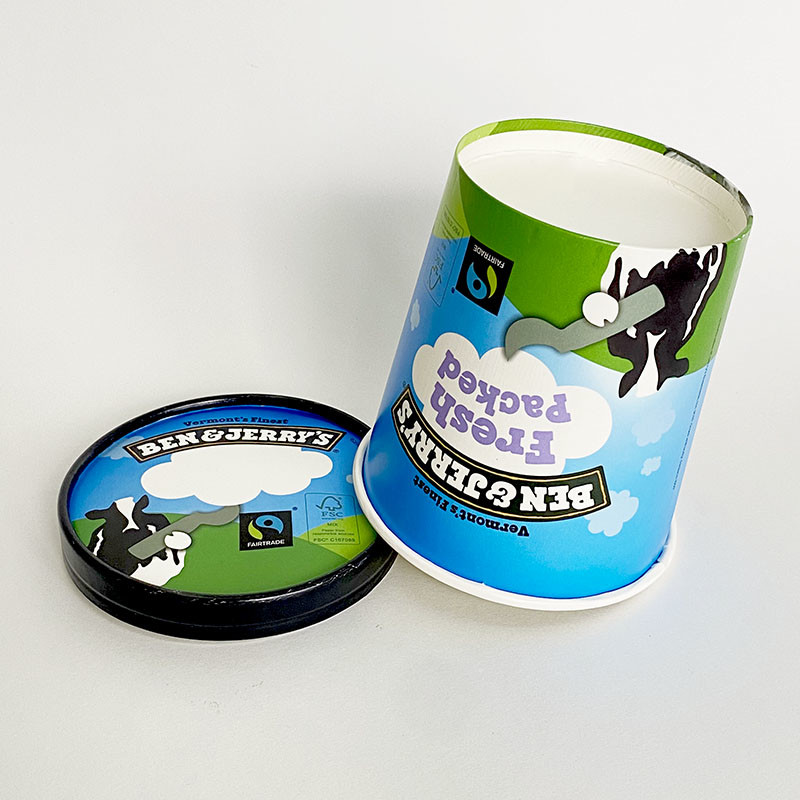 Customized Paper Ice Cream Tubs With Lids , 28oz 750ml Frozen Yogurt Paper Cups