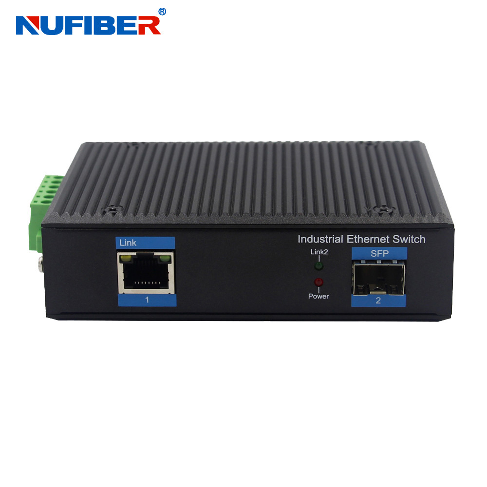 Industrial SFP to UTP POE Media Converter Gigabit Din Rail Mount 48V