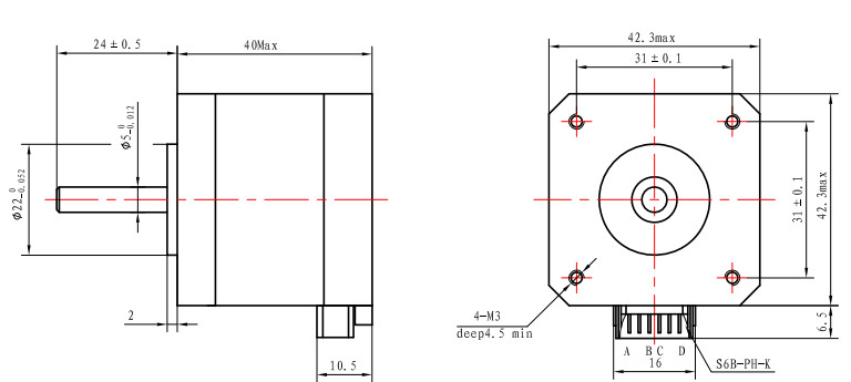 360mN.M 40mm Nema 17 1.8 Stepper Motor 1.68A For Mechanical Arm